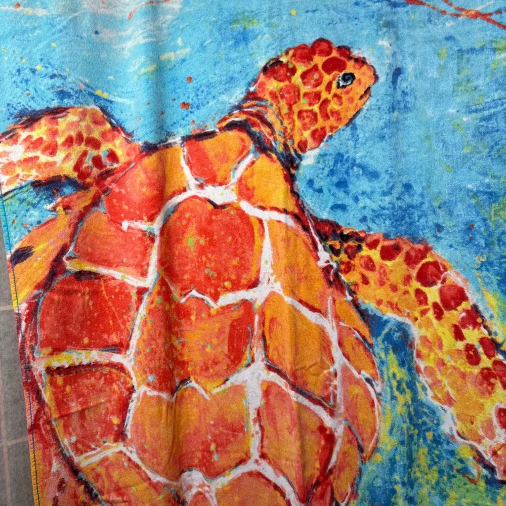 Leoma Lovegrove Beach Towel OS Blue Orange Sea‎ Turtle Florida Art Graphic Print